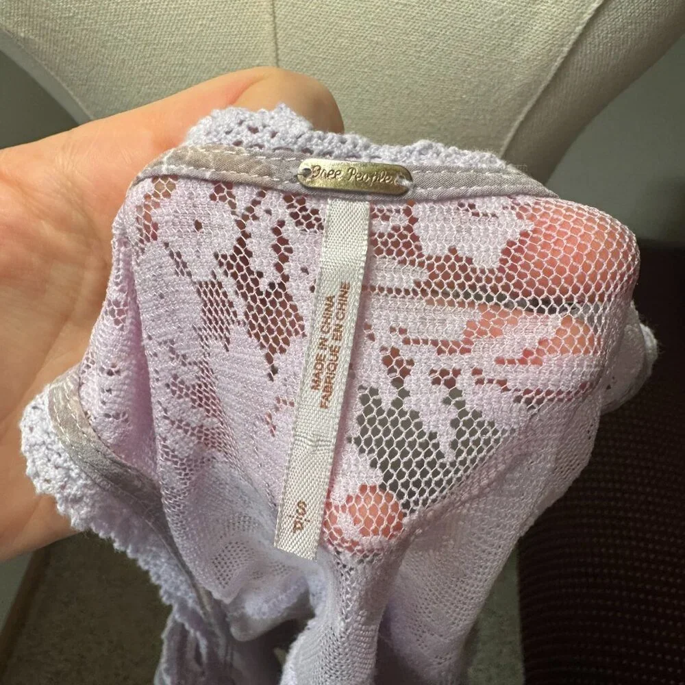 Free People Light Lavender Lacey Tank Top Blouse - Picture 11 of 11